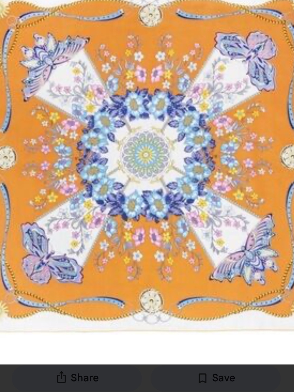 Floral Medallion Orange mulberry, silk Scarf
